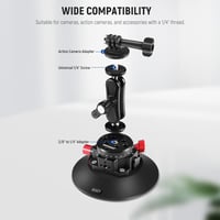 NEEWER Kamera Tapadókorongos Tartó Golyósfejjel 2db Autós Ablakra Szélvédőre 1/4" 3/8" ARRI Csatlakozóval Fekete 3