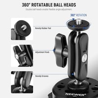 NEEWER Kamera Tapadókorongos Tartó Golyósfejjel 2db Autós Ablakra Szélvédőre 1/4" 3/8" ARRI Csatlakozóval Fekete 8