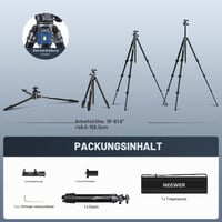 NEEWER LiteTrip LT07 hliníkový cestovný videostatív 61" | Panoramatická a guľová hlava | Arca QR doštička | Kompatibilný s Peak Design | Dve osi | Držiak na telefón | Max. 22 lb 8