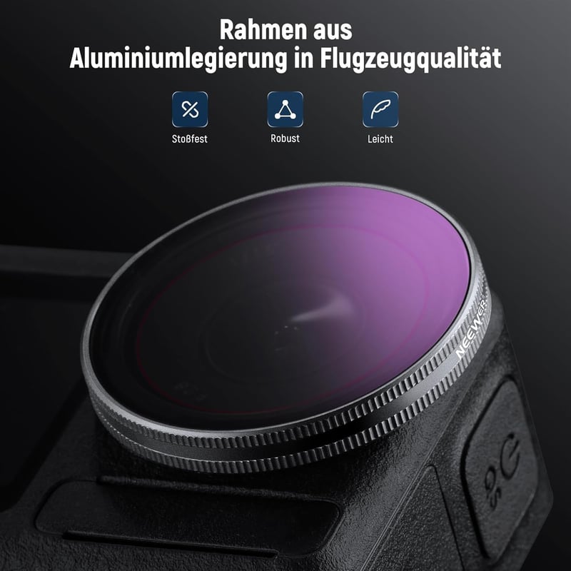 NEEWER ND Szűrő Szett DJI Osmo Action 5 Pro/4/3 Kamerához, 6 Darabos ND8+ND16+ND32+ND64+ND256+CPL Polarizációs Szűrő Készlet