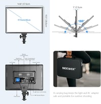 NEEWER NL288 LED videólámpa 45W, 2.4G távirányítóval, 3200K-5600K, CRI97+, dimmer 3