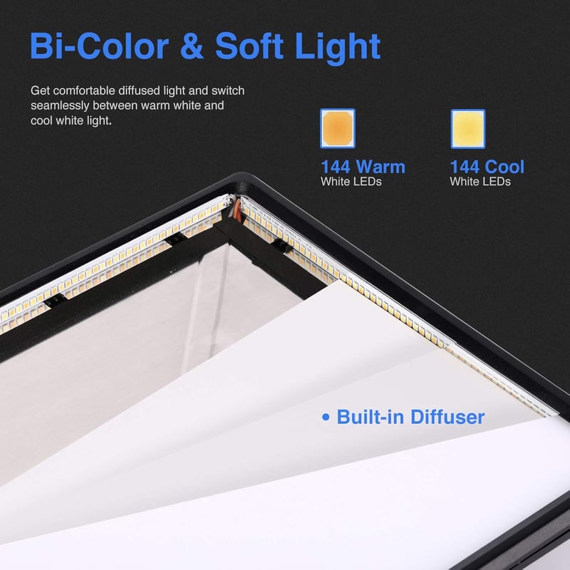 NEEWER NL288 LED videólámpa 45W, 2.4G távirányítóval, 3200K-5600K, CRI97+, dimmer