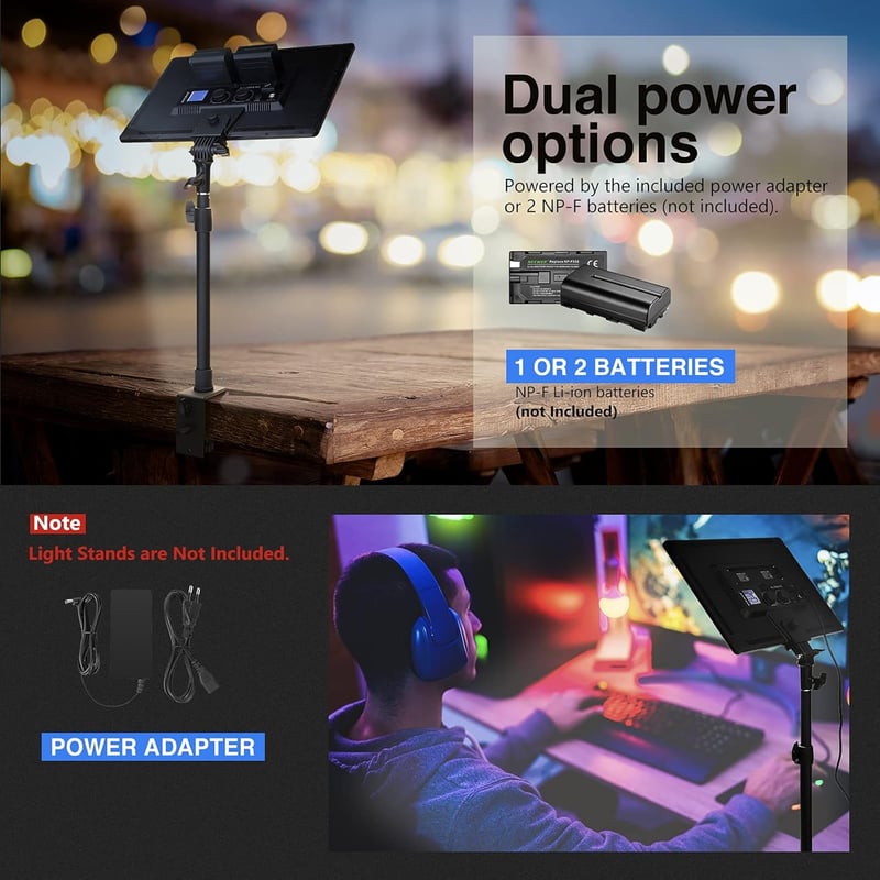 NEEWER NL288 LED videólámpa 45W, 2.4G távirányítóval, 3200K-5600K, CRI97+, dimmer