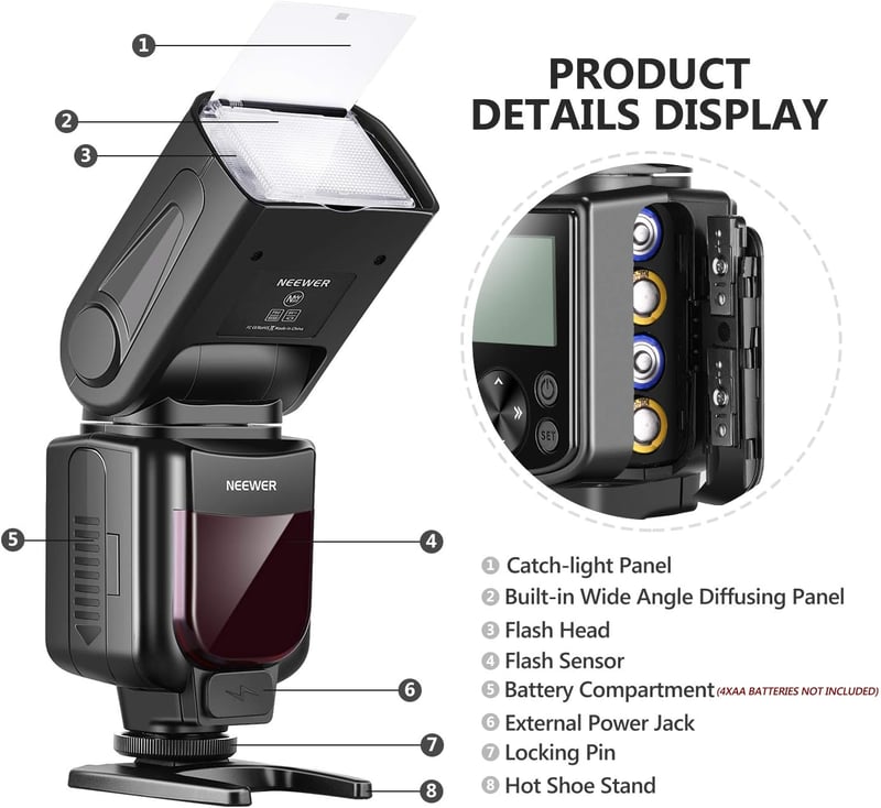 NEEWER NW-670 TTL Vaku LCD Kijelzővel Canon DSLR Fényképezőgépekhez - Speedlite Blitz Hot Shoe Csatlakozással