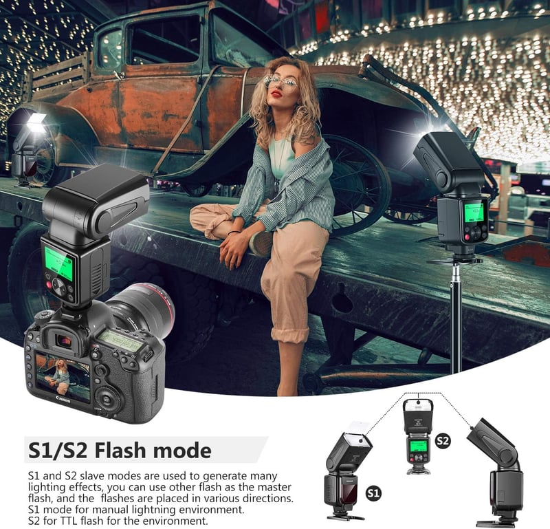 NEEWER NW-670 TTL Vaku LCD Kijelzővel Canon DSLR Fényképezőgépekhez - Speedlite Blitz Hot Shoe Csatlakozással