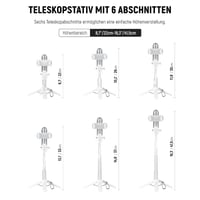 NEEWER P15 Selfie robot s odnímateľným Bluetooth diaľkovým ovládačom, ľahký skladací cestovný statív pre iPhone, 360° držiak na telefón, cold shoe pre YouTube/TikTok vlogovanie, biely 2