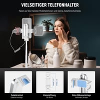 NEEWER P15 Selfie robot s odnímateľným Bluetooth diaľkovým ovládačom, ľahký skladací cestovný statív pre iPhone, 360° držiak na telefón, cold shoe pre YouTube/TikTok vlogovanie, biely 5