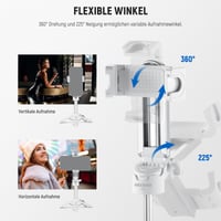 NEEWER P15 Selfie robot s odnímateľným Bluetooth diaľkovým ovládačom, ľahký skladací cestovný statív pre iPhone, 360° držiak na telefón, cold shoe pre YouTube/TikTok vlogovanie, biely 4