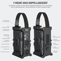 NEEWER V Mount Akkumulátor Töltő Dupla Csatornás, V Lock 100W PD USB-C Gyorstöltés, DC 48V/24V Kimenet, SmallRig Kompatibilis BP-2CH Pro 8
