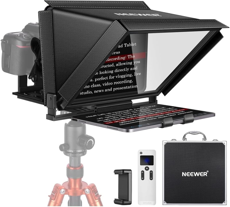 NEEWER X12 Aluminium Teleprompter Távirányítóval és App Vezérléssel, Tablet és Okostelefon Kompatibilis