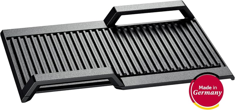 Neff Stainless Steel Grill Plate, Noir, Rectangular, Suitable for Induction, Built-in