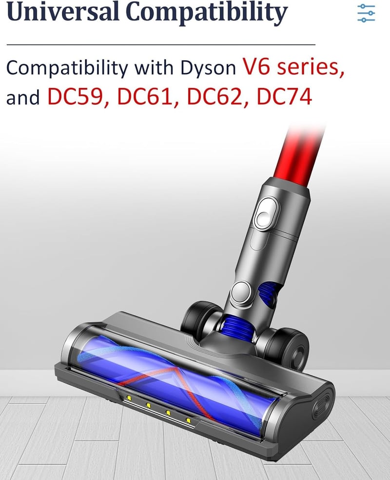Nekuma Dyson V6 DC59 DC61 DC62 DC74 kemény padló fej LED világítással