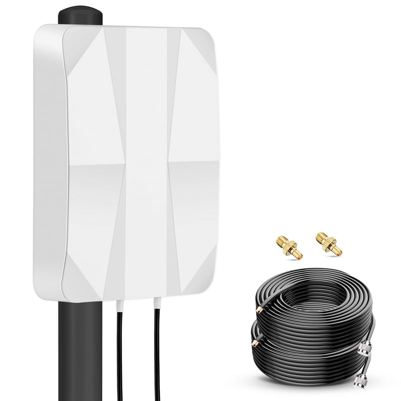 Vonkajšia smerová MIMO panelová anténa Nelawya 4G LTE 5G, 700-2700 a 3300-3800 MHz, 12dBi, s 10-metrovým káblom, konektormi TS9 a SMA, pre 5G 4G 3G LTE routery