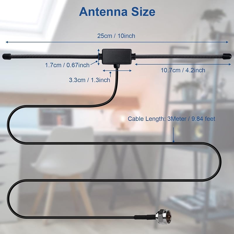 Nelawya FM DAB Rádió Antenna 75 Ohm F Csatlakozó 3M Kábel