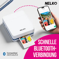 Nelko PP01 Prenosná mini fototlačiareň pre smartfóny, biela, atramentová tlačiareň štítkov pre iOS a Android, 20 listov samolepiaceho fotopapiera 3