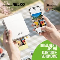 Nelko PP01 Prenosná mini fototlačiareň pre smartfóny, biela, atramentová tlačiareň štítkov pre iOS a Android, 20 listov samolepiaceho fotopapiera 6