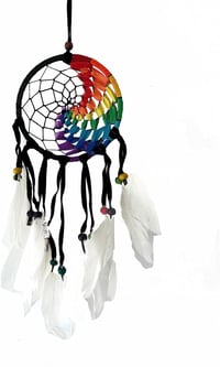 NELUHA Prinzător de vise Curcubeu Yin Yang Negru 12 cm - Decorațiune de perete artizanală pentru dormitor 1