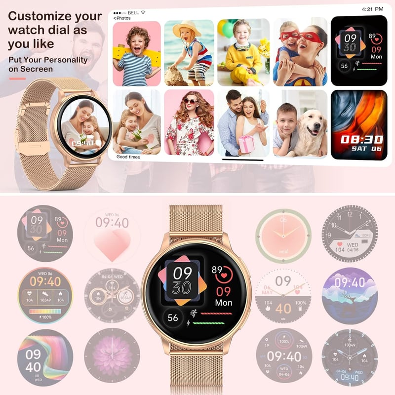 Nemheng Női Okosóra 1.32" Érintőkijelzővel - Bluetooth Hívás, IP67 Vízálló Fitneszkövető, Alvásfigyelő, Pulzusmérő, Vérnyomásmérő, 19 Sportm