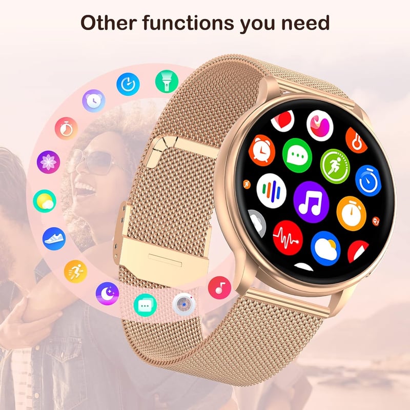 Nemheng Női Okosóra 1.32" Érintőkijelzővel - Bluetooth Hívás, IP67 Vízálló Fitneszkövető, Alvásfigyelő, Pulzusmérő, Vérnyomásmérő, 19 Sportm
