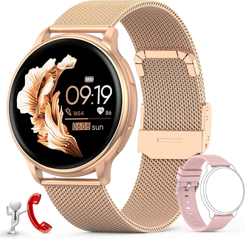 Nemheng Női Okosóra 1.32" Érintőkijelzővel - Bluetooth Hívás, IP67 Vízálló Fitneszkövető, Alvásfigyelő, Pulzusmérő, Vérnyomásmérő, 19 Sportm