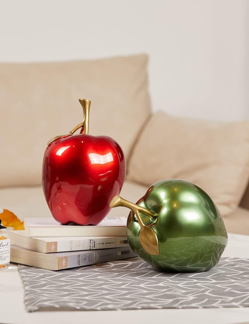 NENBOLEC Zöld alma absztrakt modern szobor dekoráció 18 cm nappaliba hálószobába ajándéknak étkezőbe
