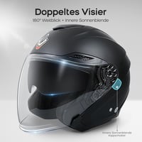 NENKI Jet Bukósisak Motorosoknak ECE 22.06 Tanúsítvánnyal - Dupla Napellenzős Nyitott Sisak Matt Fekete M-es Méretben 4