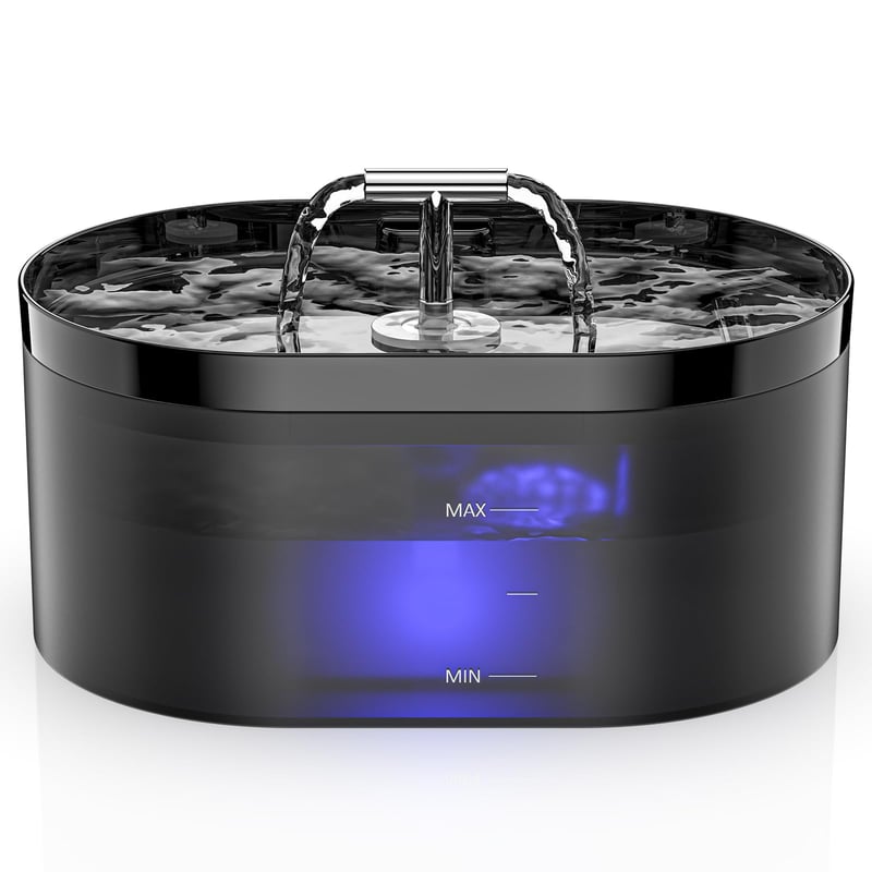 Fântână de băut automată pentru pisici Nenozi 2,2 L cu pompă ultra-silențioasă, filtru cu cărbune activ și lumină LED, pentru pisici și câini