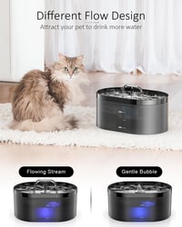 Fântână de băut automată pentru pisici Nenozi 2,2 L cu pompă ultra-silențioasă, filtru cu cărbune activ și lumină LED, pentru pisici și câini 2