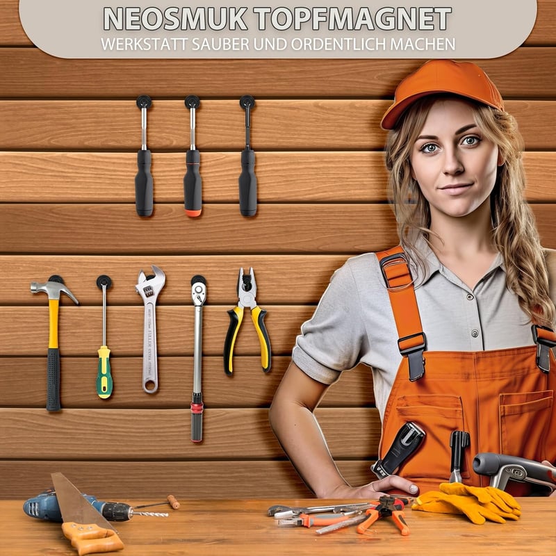 Neosmuk 20mm Neodímium Mágnes Fekete 4db - Fal, Tábla, Ajtó, Konyha, Iroda