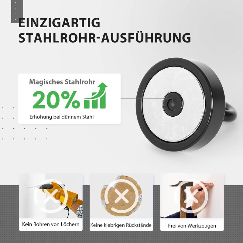 Neosmuk mágneses akasztó, fekete, 30 kg-os mágneses akasztó, extra erős szekrényrendszerezőhöz, neodímium mágnesek