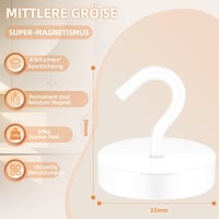 Neosmuk Mágneses akasztó kampó 47 kg-ig, neodímium mágnessel, fehér színben, szekrény és műhely rendszerezéshez, sátor, grillező és ruhákhoz 6