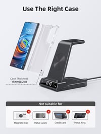 Stație de încărcare wireless 3 în 1 Samsung pentru Galaxy S24 Ultra, Watch 6 și Buds 2 Pro, cu ceas digital 7