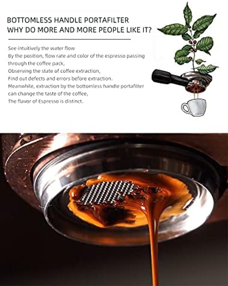 NEOUZA 51 mm bottomless espresso szűrőtartó rozsdamentes acél rozafaszínű nyéllel DeLonghi Dedica EC680 EC685 EC785 EC820 EC850 EC860 és Sme