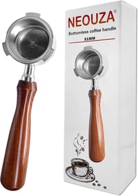 NEOUZA 51 mm bottomless espresso szűrőtartó rozsdamentes acél rozafaszínű nyéllel DeLonghi Dedica EC680 EC685 EC785 EC820 EC850 EC860 és Sme 1