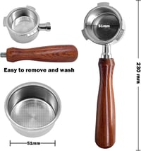 NEOUZA 51 mm bottomless espresso szűrőtartó rozsdamentes acél rozafaszínű nyéllel DeLonghi Dedica EC680 EC685 EC785 EC820 EC850 EC860 és Sme 2