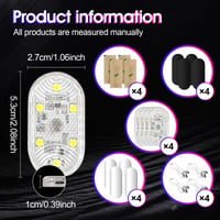 NEOVSUNY autós LED hangulatfény mágneses USB érintős, RGB 7 szín, tölthető - 4 db 3