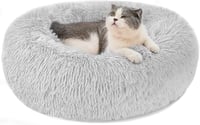 Nepfaivy Kerek Plüss Kutya Macska Ágy Donut Párna S-40cm Világosszürke 1