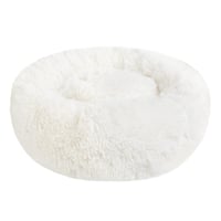 Plyšový okrúhly pelech pre psov a mačky Nepfaivy, veľkosť S, 40 cm, biely, prateľný, s protišmykovým dnom, pre malé psy a mačiatka, v tvare šišky 1