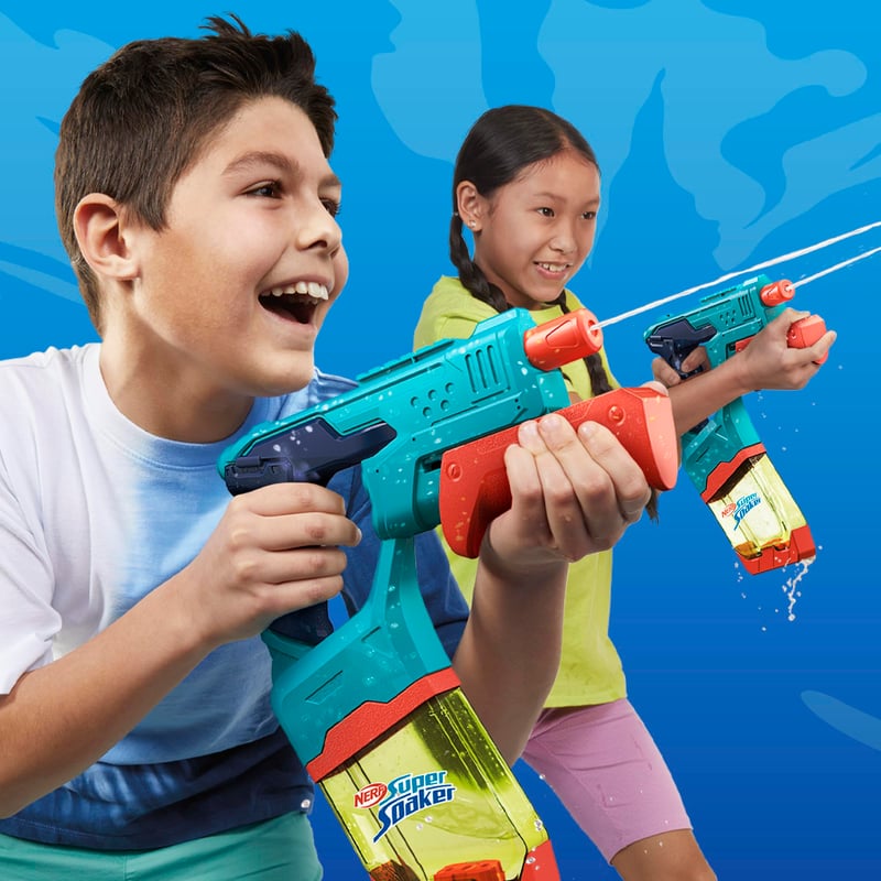 Vodná pištoľ Nerf Super Soaker Dunk-Fill, balenie 2 kusov s nádržkou 300 ml, záhradná vodná hračka pre deti od 6 rokov