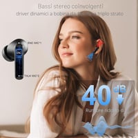 Bezdrôtové slúchadlá Nerunsa D60 Bluetooth 5.4 so 4 ENC mikrofónmi, IP7, LED displej – obsidiánovo čierne 6