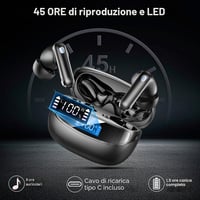 Bezdrôtové slúchadlá Nerunsa D60 Bluetooth 5.4 so 4 ENC mikrofónmi, IP7, LED displej – obsidiánovo čierne 5