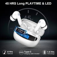 Nerunsa D60 Bluetooth 5.4 fülhallgató 4 ENC mikrofonnal, IP7, LED kijelző - fekete obszidián 5