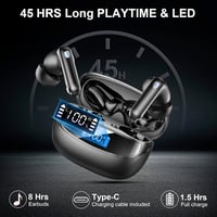 Nerunsa Bluetooth 5.4 in-ear fülhallgató HiFi, 50 óra üzemidő, IP7, LED kijelző 4