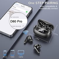 Nerunsa Bluetooth 5.4 in-ear fülhallgató HiFi, 50 óra üzemidő, IP7, LED kijelző 5
