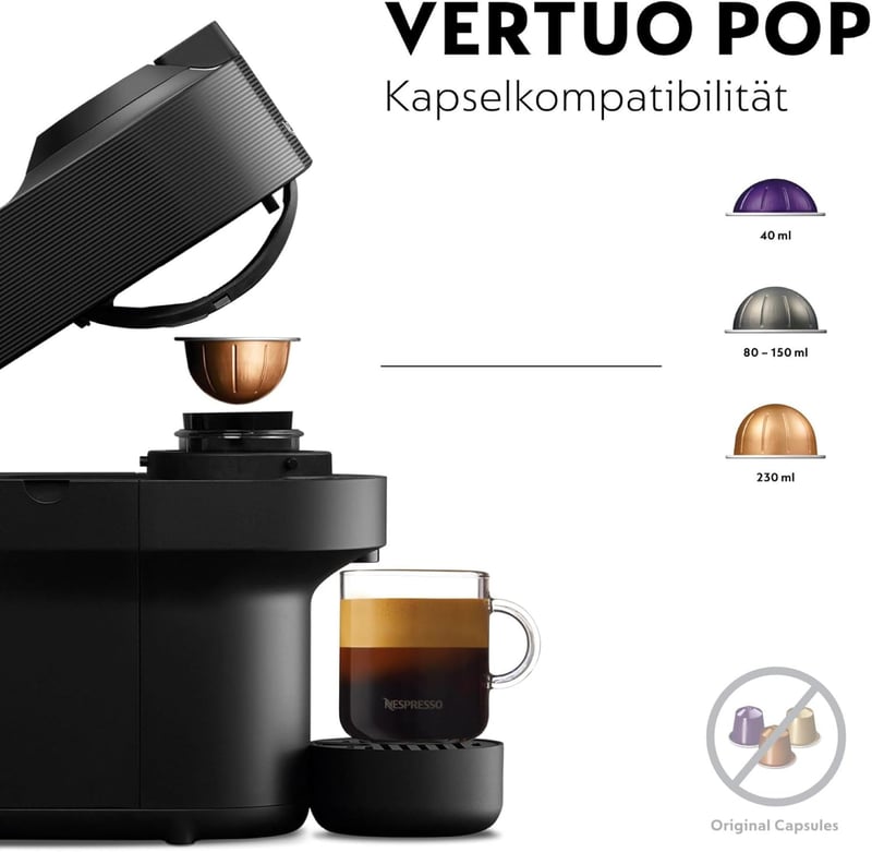 Nespresso De'Longhi Vertuo Pop ENV90.B kapszulás kávéfőző fekete