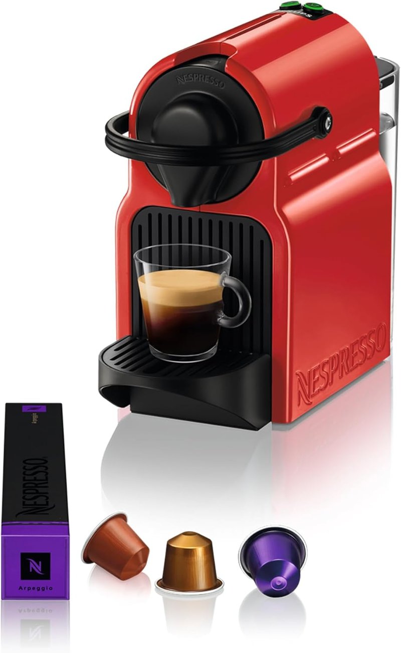 Krups Nespresso Inissia kompakt espresso kávéfőző kapszulához, 19 bar nyomás, piros