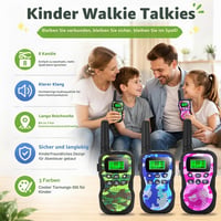 Detské vysielačky Nestling, 3 kusy, maskáčové, 8 kanálov, s podsvieteným LCD displejom a funkciou baterky, dosah 3 km 3
