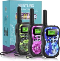 Detské vysielačky Nestling, 3 kusy, maskáčové, 8 kanálov, s podsvieteným LCD displejom a funkciou baterky, dosah 3 km 1