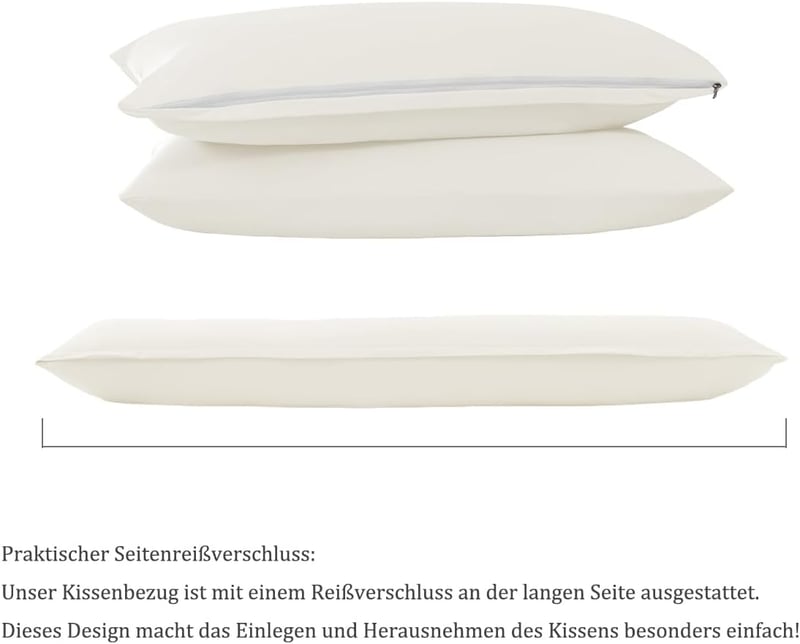 Nesture Oldalsó Alvó Párnahuzat 40x145 cm 2 db Krém Fehér Jersey Mikroszál Cipzárral