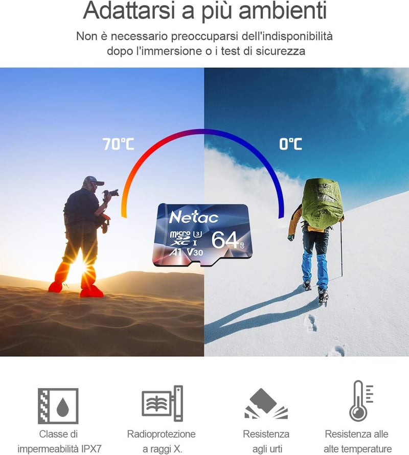 Netac 64GB Micro SD kártya 3 csomag A1 U3 V30 4K 100MB/s telefon kamera - 2-64 gb